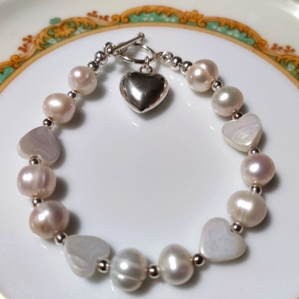 Freshwater Pearls Chunky Bracelet 925 silver